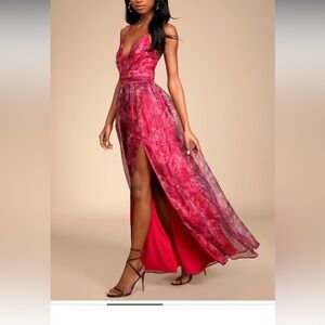 Lulu's Vibrant Pink High Low Dress